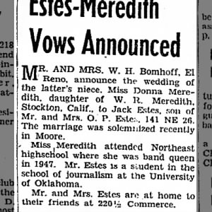 Marriage of Mere re-dith / Estes