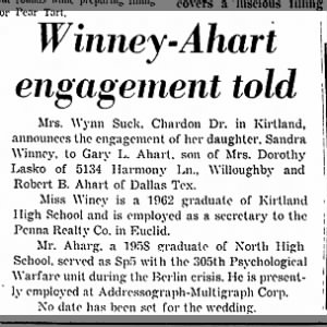 Marriage of Winey / Ahart