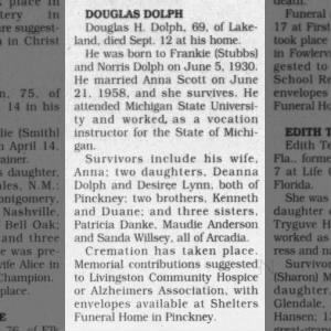 Obituary for Douglas H. DOLPH