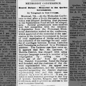 Rev Larmour Ottawa Daily Citizen Jun 8 1888