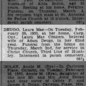 Obituary for Laura Mae DEUGO