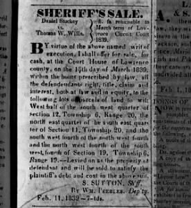 Sheriff's Sale - Daniel Stuckey