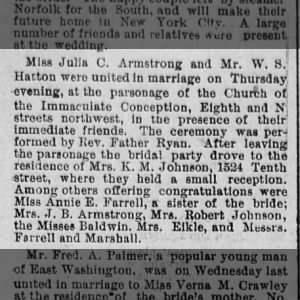 Armstong Hatton marriage 1891 September 24