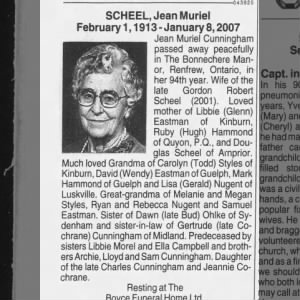 Obituary for Jean Muriel SCHEEL