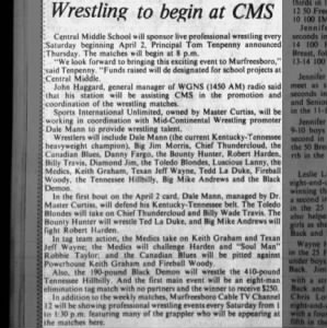 Sports International to Central Middle School
Saturday March 26, 1983