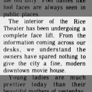 Rice Theater Renovations