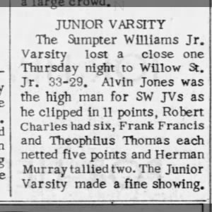 Herman Murray and Theophilus Thomas Jr High basketball clipping