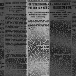 Jury Praises Hylan For Rum Law Work NY Herald 7-30-1921 P.16