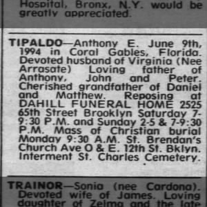 Obituary - Anthony Eric Tipaldo