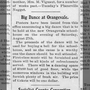 Aug 20, 1904 Orangevale school two-story, dance