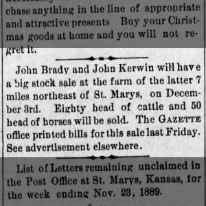 John Kerwin St Marys Gazette Thu Nov 28 1889