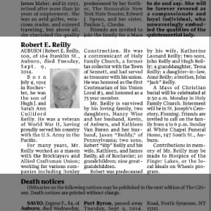 Obituary for Robert E. Reilly
