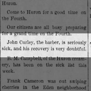 John Curley ill.  place and dates match up with his passing in Huron Kansas