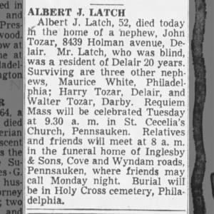 Obituary Albert J Latch