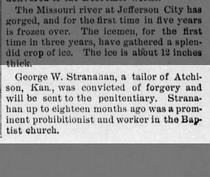 G. W. Stranahan convicted of forgery.
