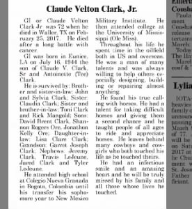 Obituary for Claude Yelton Clark Jr.