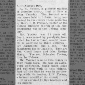 Obituary for A. C. Yockcy