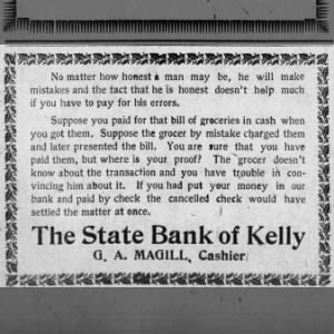 Kelly Bank ad, The Kelly Booster
05 Nov 1914
