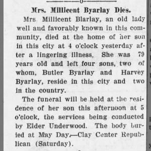 Obituary for Milliccnt Byarlay