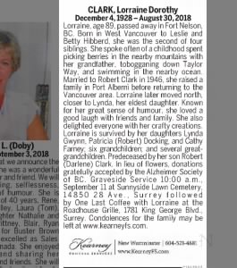 Obituary for Lorraine Dorothy CLARK