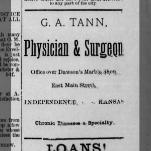 Dr. George A. Tann Advertisement