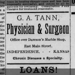 Dr. George A. Tann Advertisement