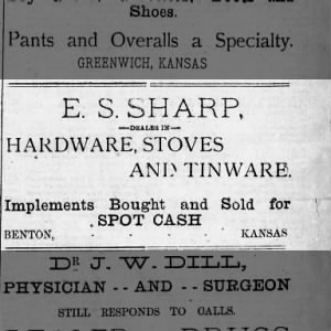 1893 Sharp store ad from Benton Call newspaper 