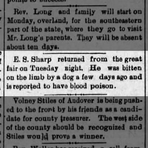 1893  E. S. Sharp bitten by a dog