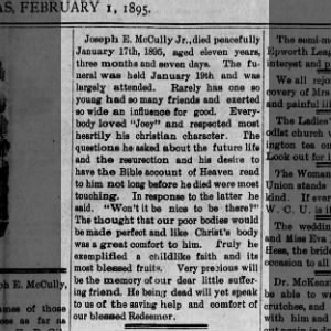 Joseph McCully, age 11, died