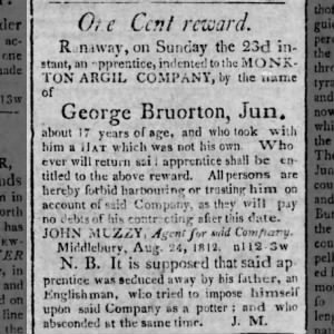 1812 George Bruorton Jr Runaway
