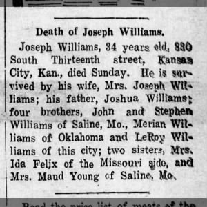 Death of Joseph Williams