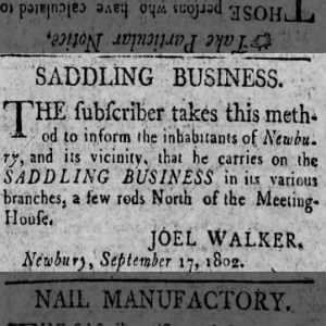 Saddling Business Newbury VT 1802