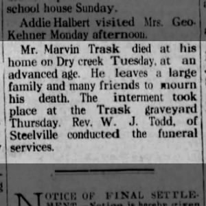 Marvin William Trask - Crawford Mirror - Thu, Jun 12, 1913, Page 1