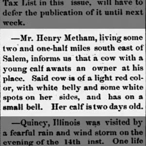 Henry Metham, namesake of Metham? 