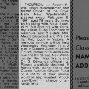 Obituary for Robert F. THOMPSON