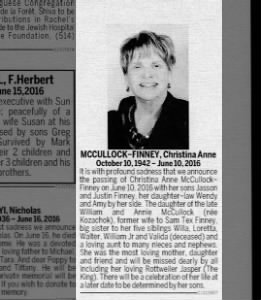 Obituary for Christina Anne MCCULLOCK-FINNEY