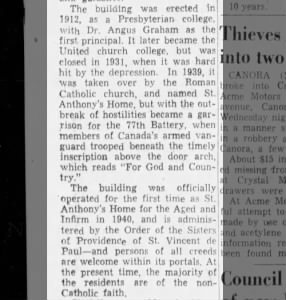 1953 2 16 Regina Post Presbyterian College then United Church College closed by depression