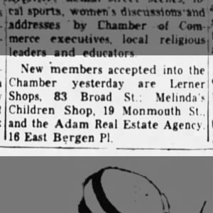 Chamber of Commerce 2/11/1954 New Members in Long Branch New Jersey