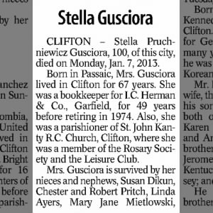 Stella Pruchniewicz Gusciora Obituary - 2013