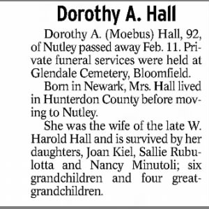 Obituary for Dorothy A. Hall