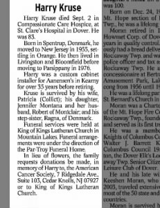 Obituary for Harry Kruse