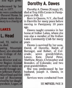 Obituary for Dorothy A. Dawes