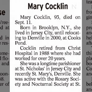Obituary for Mary Cocklin