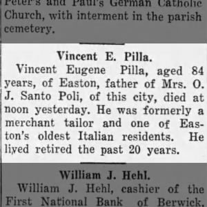 Obituary for Vincent Eugene Pilla