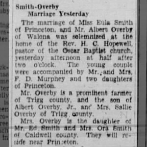 Marriage of Smith / Overby