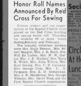 On the Honor Roll for Red Cross Sewing