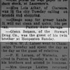 Glenn Benson Visits Twin Brother-1911