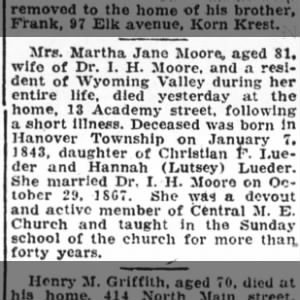 Obituary for Martha Jane Moore