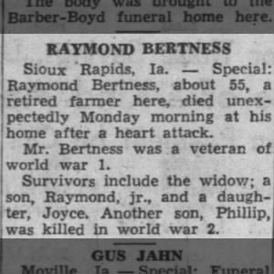 Obituary for RAYMOND BERTNESS