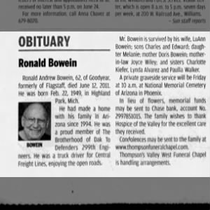 Obituary for Ronald Andrew Boweln